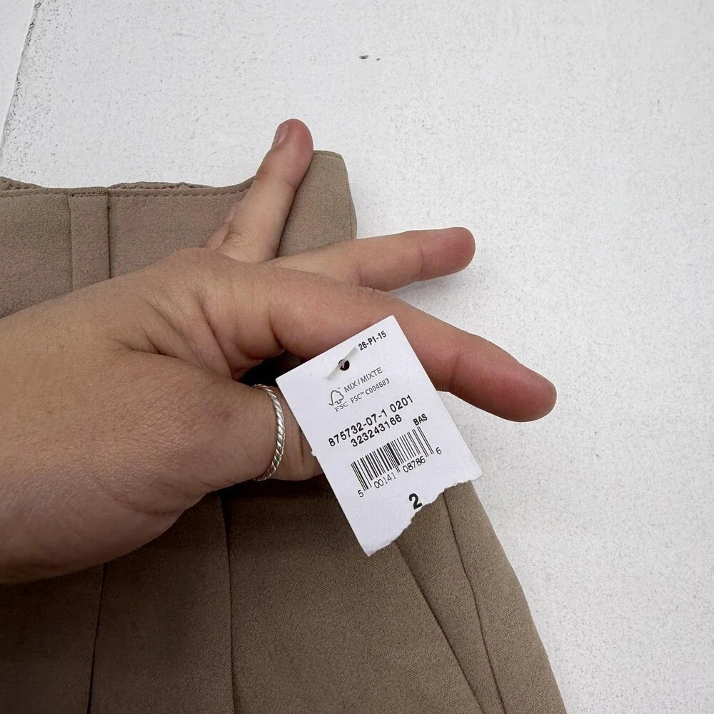 Gap Dress Pants Womens 2 Beige Easy Trouser Wide Leg Pull On Elastic Waist
